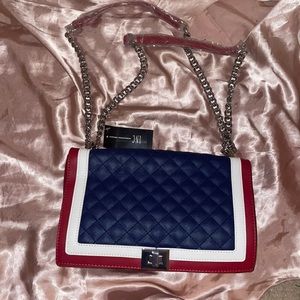INC International Concept red white and blue hand bag(chain leather straps)